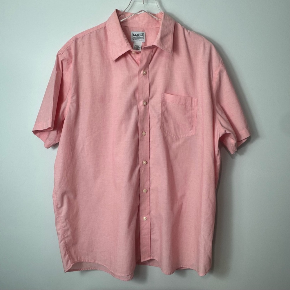 Men's LL Bean's Wrinkle-Free Everyday Shirt, Traditional Untucked Fit Large 2149